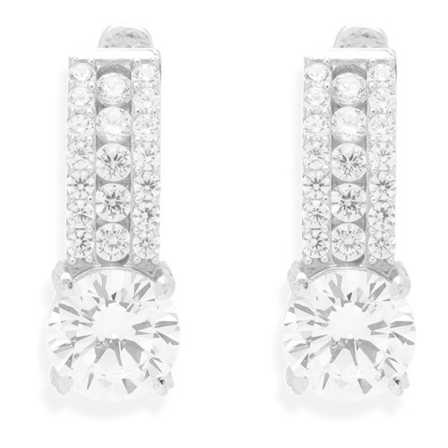 Bông Tai Bạc Nữ Đính Đá Mạ Vàng Trắng AvaJi AVJ.E000163.00 Màu Bạc