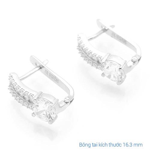 Bông Tai Bạc Nữ Đính Đá Mạ Vàng Trắng AvaJi AVJ.E000163.00 Màu Bạc
