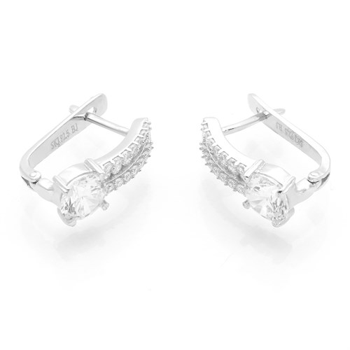 Bông Tai Bạc Nữ Đính Đá Mạ Vàng Trắng AvaJi AVJ.E000163.00 Màu Bạc