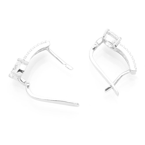 Bông Tai Bạc Nữ Đính Đá Mạ Vàng Trắng AvaJi AVJ.E000163.00 Màu Bạc