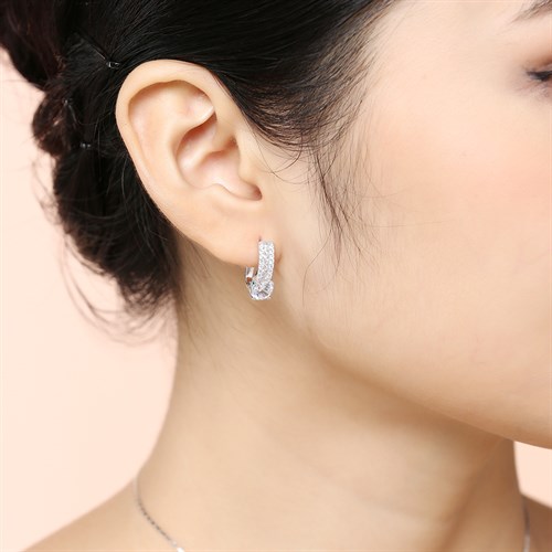 Bông Tai Bạc Nữ Đính Đá Mạ Vàng Trắng AvaJi AVJ.E000163.00 Màu Bạc