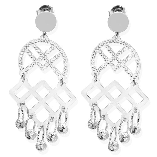 Bông Tai Bạc Nữ Đính Đá Mạ Vàng Trắng AvaJi AVJ.E000164.00 Màu Bạc