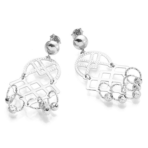 Bông Tai Bạc Nữ Đính Đá Mạ Vàng Trắng AvaJi AVJ.E000164.00 Màu Bạc