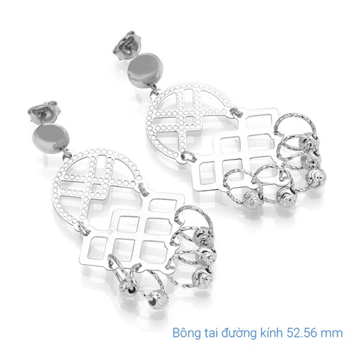 Bông Tai Bạc Nữ Đính Đá Mạ Vàng Trắng AvaJi AVJ.E000164.00 Màu Bạc