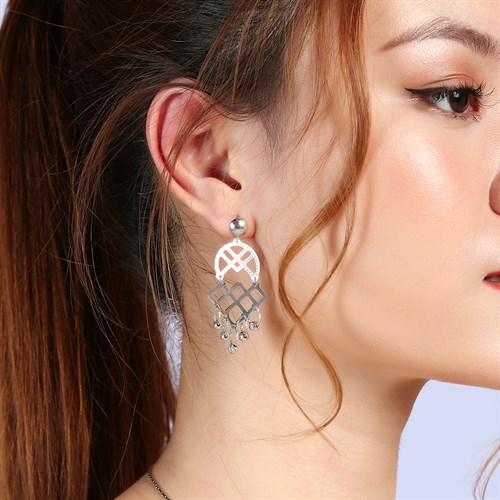 Bông Tai Bạc Nữ Đính Đá Mạ Vàng Trắng AvaJi AVJ.E000164.00 Màu Bạc