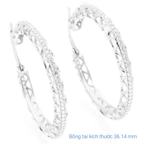 Bông Tai Bạc Nữ Đính Đá Mạ Vàng Trắng AvaJi AVJ.E000167.00 Màu Bạc