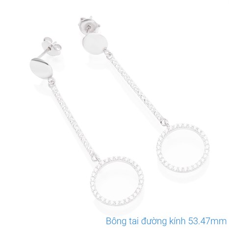 Bông Tai Bạc Nữ Đính Đá Mạ Vàng Trắng AvaJi AVJ.E000168.00 Màu Bạc