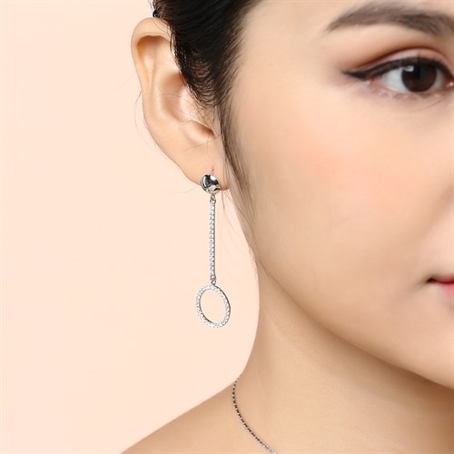 Bông Tai Bạc Nữ Đính Đá Mạ Vàng Trắng AvaJi AVJ.E000168.00 Màu Bạc