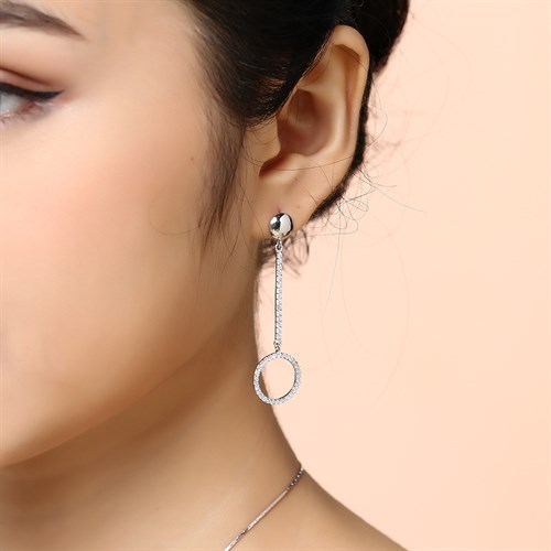 Bông Tai Bạc Nữ Đính Đá Mạ Vàng Trắng AvaJi AVJ.E000168.00 Màu Bạc