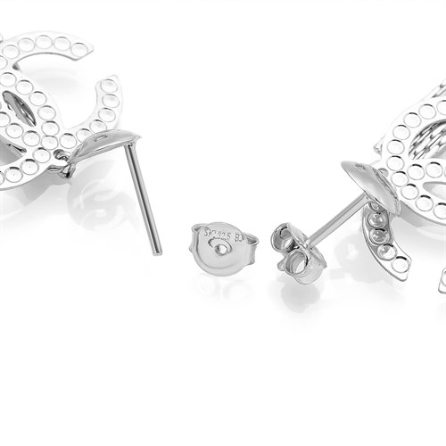 Bông Tai Bạc Nữ Đính Đá Mạ Vàng Trắng AvaJi AVJ.E000170.00 Màu Bạc