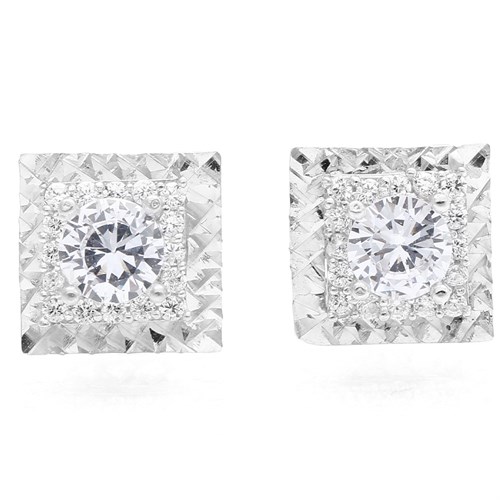 Bông Tai Bạc Nữ Đính Đá Mạ Vàng Trắng AvaJi AVJ.E000171.00 Màu Bạc