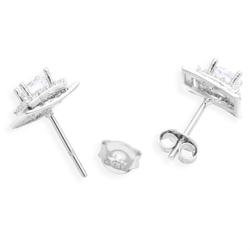 Bông Tai Bạc Nữ Đính Đá Mạ Vàng Trắng AvaJi AVJ.E000171.00 Màu Bạc