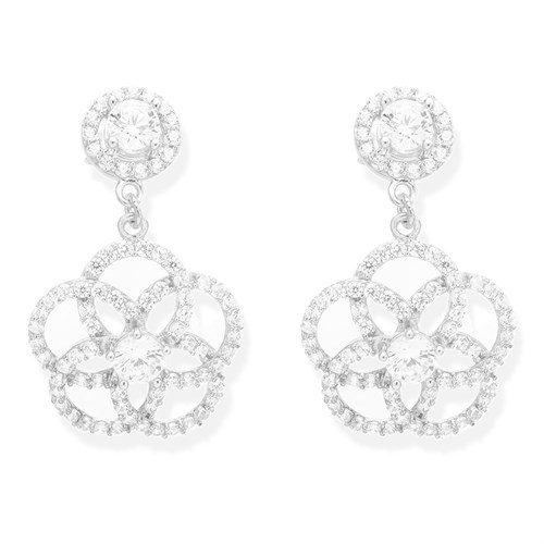 Bông Tai Bạc Nữ Đính Đá Mạ Vàng Trắng AvaJi AVJ.E000173.00 Màu Bạc