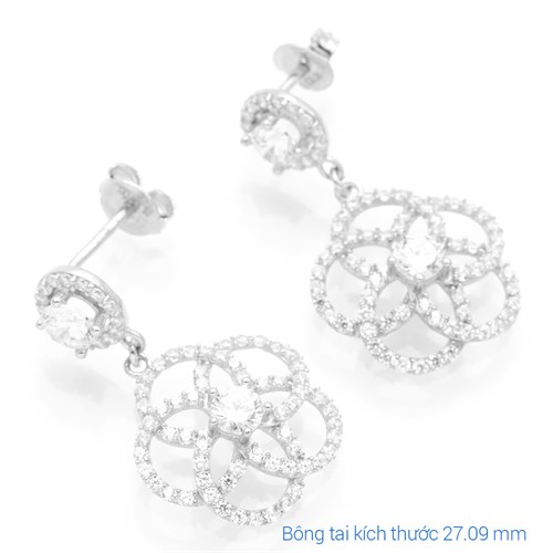 Bông Tai Bạc Nữ Đính Đá Mạ Vàng Trắng AvaJi AVJ.E000173.00 Màu Bạc