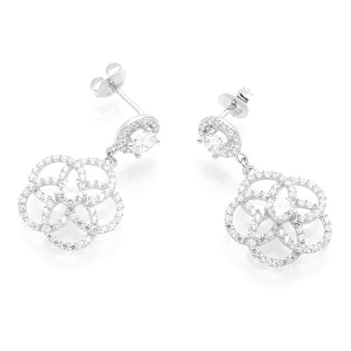 Bông Tai Bạc Nữ Đính Đá Mạ Vàng Trắng AvaJi AVJ.E000173.00 Màu Bạc