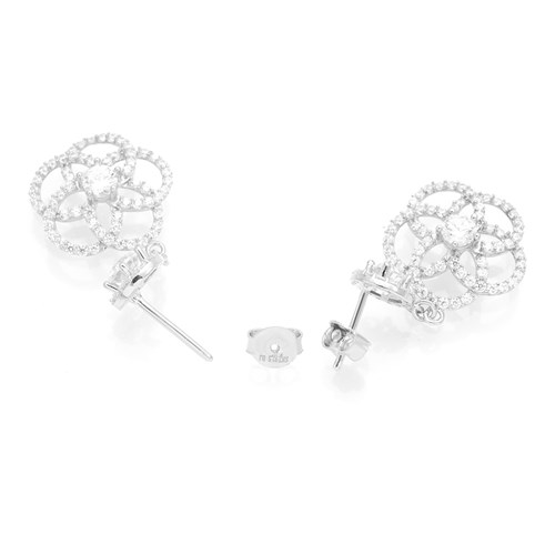 Bông Tai Bạc Nữ Đính Đá Mạ Vàng Trắng AvaJi AVJ.E000173.00 Màu Bạc