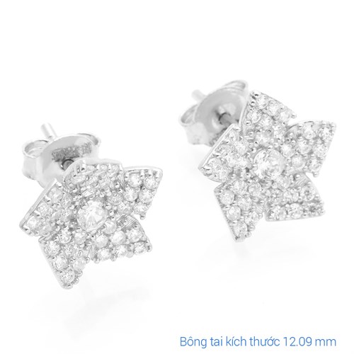 Bông Tai Bạc Nữ Đính Đá Mạ Vàng Trắng AvaJi AVJ.E000176.00 Màu Bạc