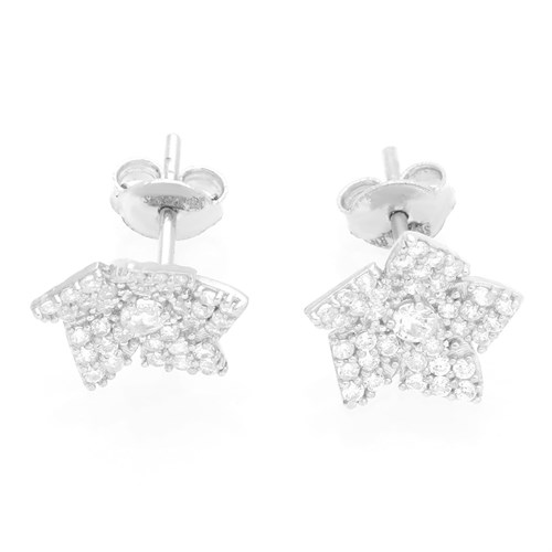 Bông Tai Bạc Nữ Đính Đá Mạ Vàng Trắng AvaJi AVJ.E000176.00 Màu Bạc