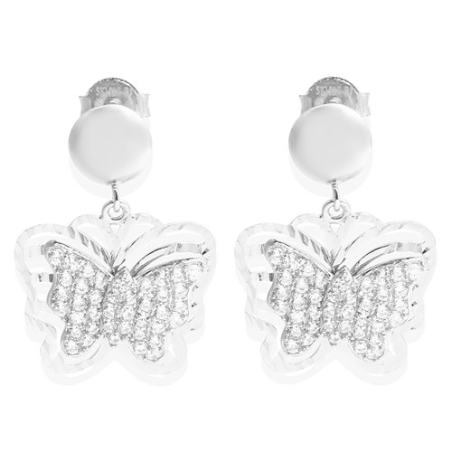 Bông Tai Bạc Nữ Đính Đá Mạ Vàng Trắng AvaJi AVJ.E000179.00 Màu Bạc