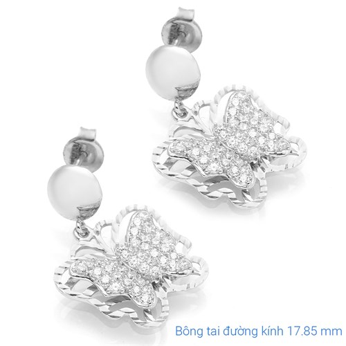 Bông Tai Bạc Nữ Đính Đá Mạ Vàng Trắng AvaJi AVJ.E000179.00 Màu Bạc