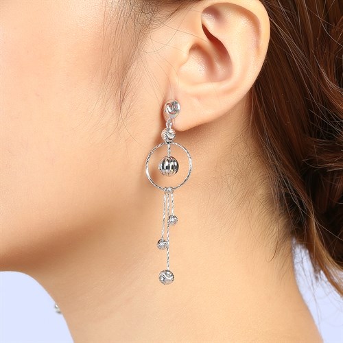 Bông Tai Bạc Nữ Đính Đá Mạ Vàng Trắng AvaJi AVJ.E000181.00 Màu Bạc