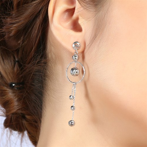 Bông Tai Bạc Nữ Đính Đá Mạ Vàng Trắng AvaJi AVJ.E000181.00 Màu Bạc