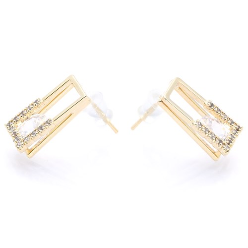 Bông Tai Hợp Kim Nữ Đính Đá AvaJi AVJ.E000202.00 Màu Vàng