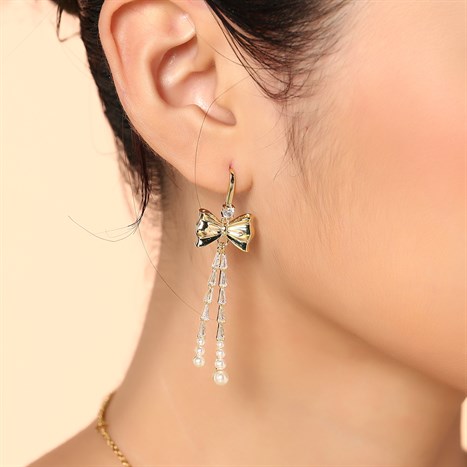 Bông Tai Hợp Kim Nữ Đính Đá AvaJi AVJ.E000236.00 Màu Vàng