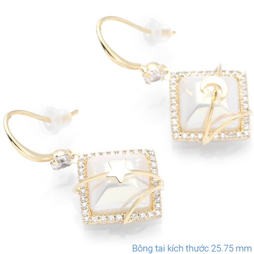 Bông Tai Hợp Kim Nữ Đính Đá AvaJi AVJ.E000241.00 Màu Vàng
