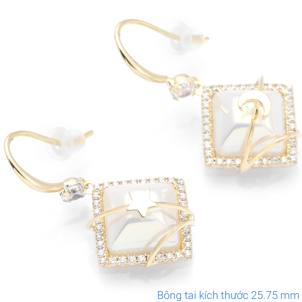 Bông Tai Hợp Kim Nữ Đính Đá AvaJi AVJ.E000241.00 Màu Vàng