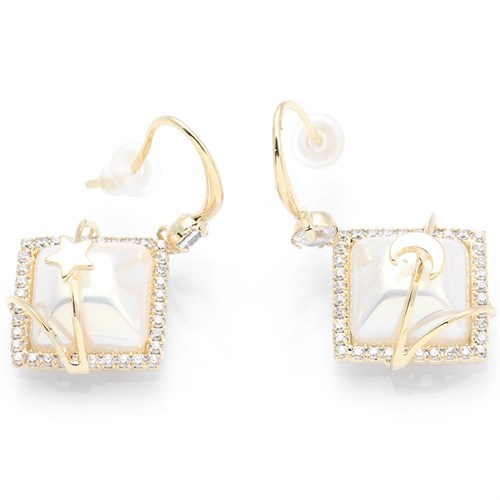 Bông Tai Hợp Kim Nữ Đính Đá AvaJi AVJ.E000241.00 Màu Vàng