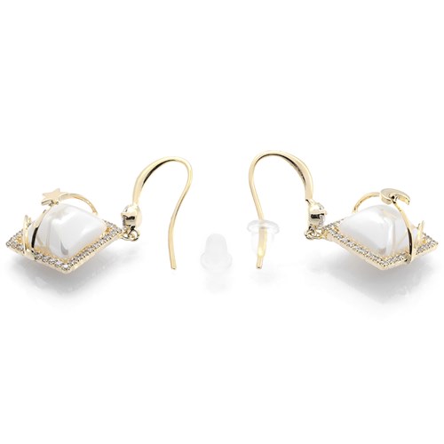 Bông Tai Hợp Kim Nữ Đính Đá AvaJi AVJ.E000241.00 Màu Vàng