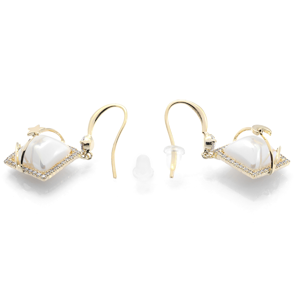 Bông Tai Hợp Kim Nữ Đính Đá AvaJi AVJ.E000241.00 Màu Vàng