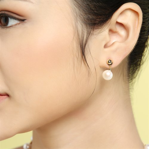 Bông Tai Hợp Kim Nữ Ngọc Trai AvaJi AVJ.E000244.00 Màu Vàng