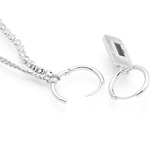 Bông Tai Hợp Kim Nữ Đính Đá AvaJi AVJ.E000255.00 Màu Bạc