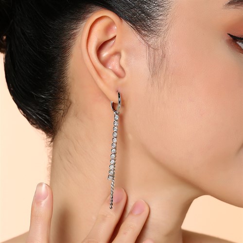 Bông Tai Hợp Kim Nữ Đính Đá AvaJi AVJ.E000255.00 Màu Bạc