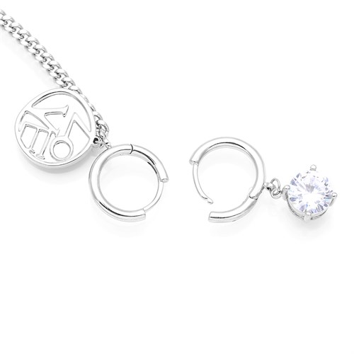 Bông Tai Hợp Kim Nữ Đính Đá AvaJi AVJ.E000257.00 Màu Bạc