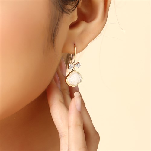 Bông Tai Hợp Kim Nữ Đính Đá AvaJi AVJ.E000258.00 Màu Vàng