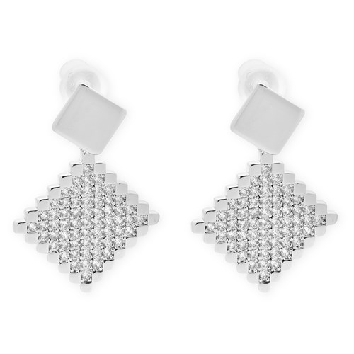 Bông Tai Hợp Kim Nữ Đính Đá AvaJi AVJ.E000261.00 Màu Bạc