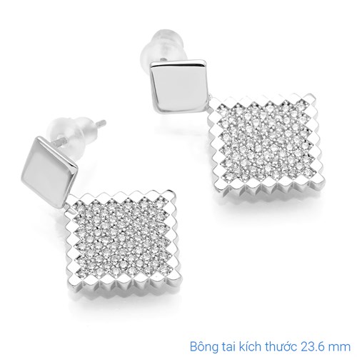 Bông Tai Hợp Kim Nữ Đính Đá AvaJi AVJ.E000261.00 Màu Bạc