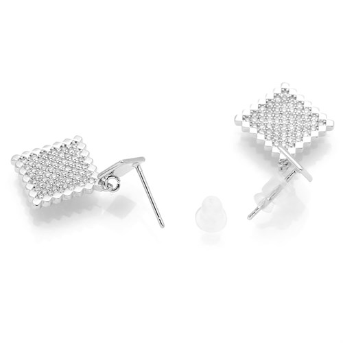 Bông Tai Hợp Kim Nữ Đính Đá AvaJi AVJ.E000261.00 Màu Bạc