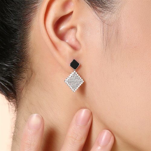 Bông Tai Hợp Kim Nữ Đính Đá AvaJi AVJ.E000261.00 Màu Bạc