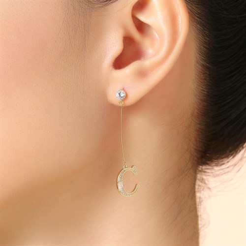 Bông Tai Hợp Kim Nữ Đính Đá AvaJi AVJ.E000267.00 Màu Vàng