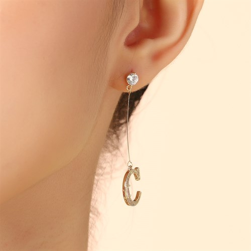 Bông Tai Hợp Kim Nữ Đính Đá AvaJi AVJ.E000267.00 Màu Vàng