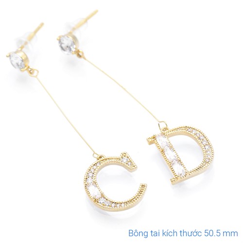 Bông Tai Hợp Kim Nữ Đính Đá AvaJi AVJ.E000267.00 Màu Vàng