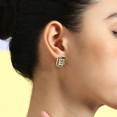 Bông Tai Hợp Kim Nữ Đính Đá AvaJi AVJ.E000274.00 Màu Vàng