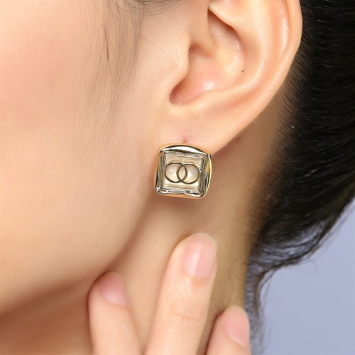 Bông Tai Hợp Kim Nữ Đính Đá AvaJi AVJ.E000274.00 Màu Vàng