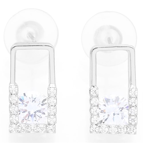 Bông Tai Hợp Kim Nữ Đính Đá AvaJi AVJ.E000277.00 Màu Bạc