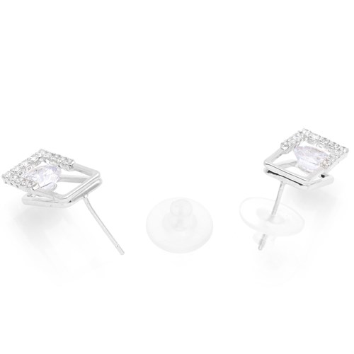 Bông Tai Hợp Kim Nữ Đính Đá AvaJi AVJ.E000277.00 Màu Bạc