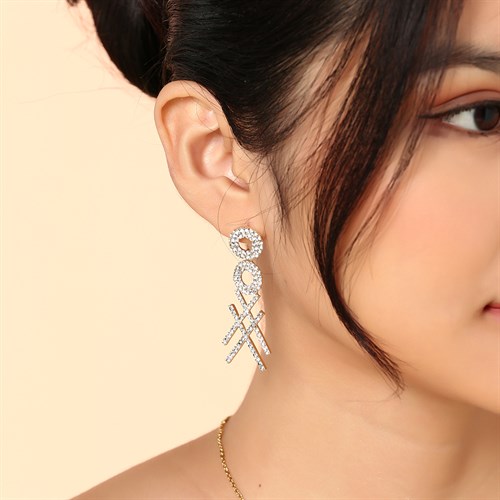 Bông Tai Hợp Kim Nữ Đính Đá AvaJi AVJ.E000285.00 Màu Bạc